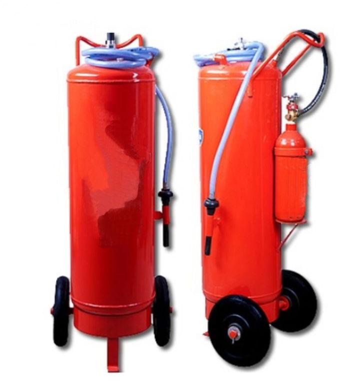 Red Steel Trolley Mounted Fire Extinguisher, Certification : ISI Certified