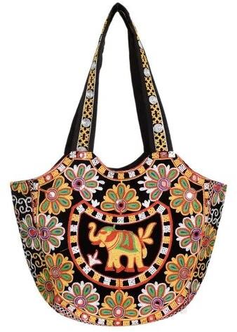 Marigold Textile Cotton Jaipuri Embroidered Handbag