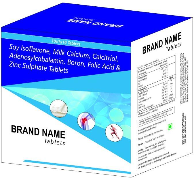 Soya Isoflavones, Milk Calcium, Calcitriol, Adenosylcobalamin, Boron, Folic Acid and Zinc Tablets