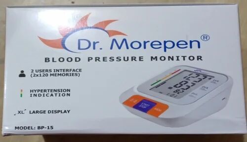 White Dr Morepen Blood Pressure Monitor, Model Number : BP-15