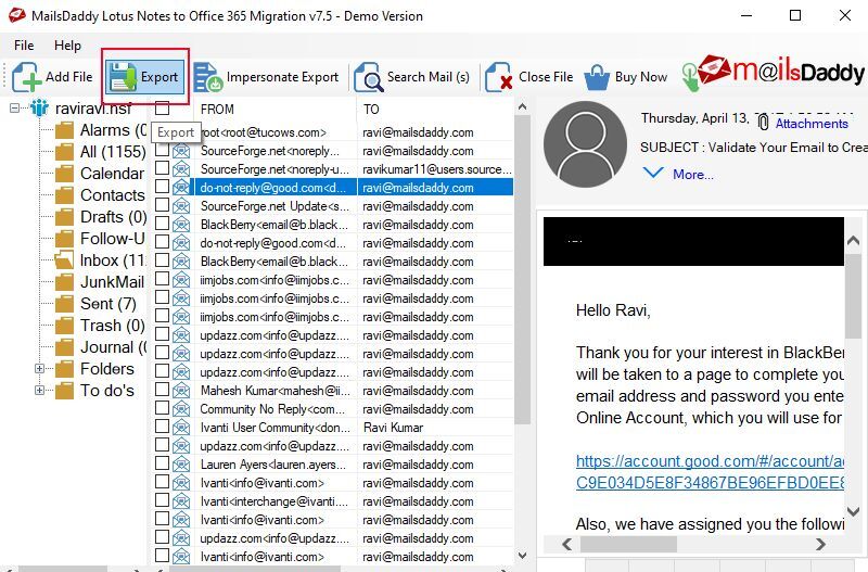 MailsDaddy Lotus Notes To Office 365 Migration