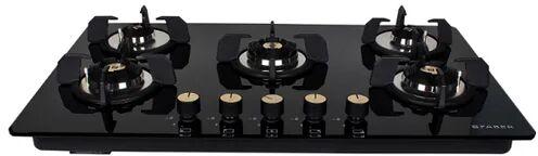 Black Glass Five Burner Gas Stove