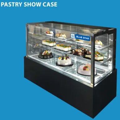 Glass Pastry Showcase Counter, Color : Black