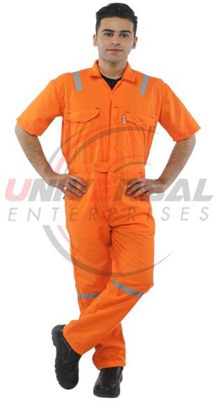Spun Polyester Fabric INDUSTRIAL SAFETY COVERALLS, Size : 2XL,  L,  3XL,  XL, Color : Navy Blue