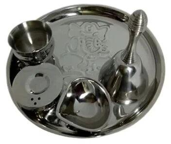 Stainless Steel SS Pooja Thali, Color : Silver