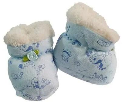 Printed Cotton Wool Baby Booties, Color : Blue