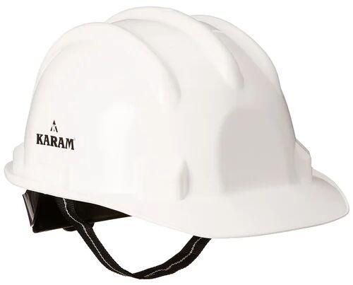 Round Polymer Karam Safety Helmet, Color : White