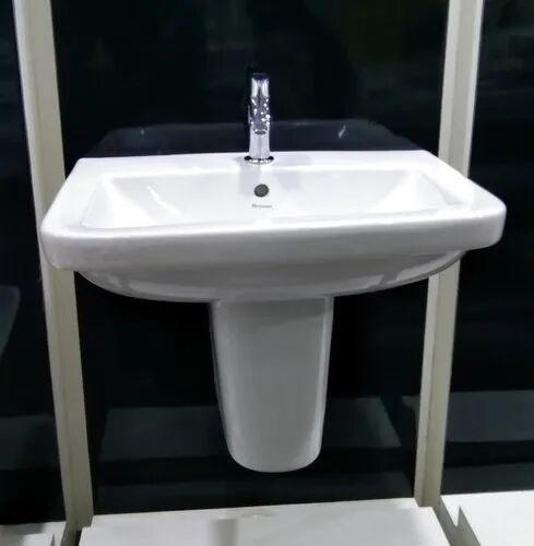 Ceramic half pedestal wash basin, for Manual/Bathroom, Style : Classic