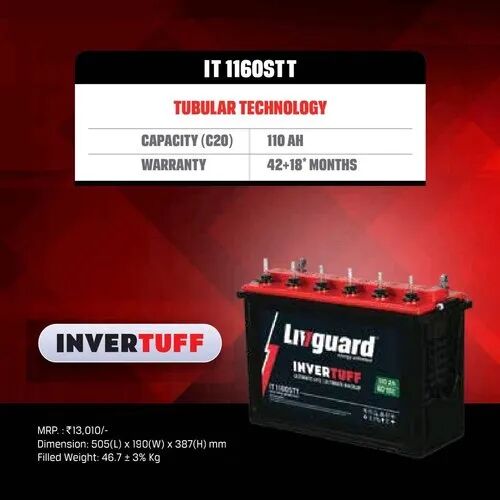 Livguard inverter battery, Capacity : 110 AH