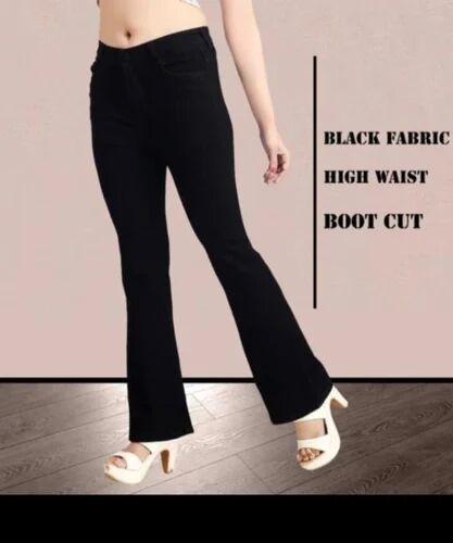 Plain Women bot cut jeans, Color : Black
