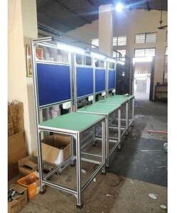 Stainless Steel Industrial Assembly Line Workstation, Color : Silver, Green, Blue