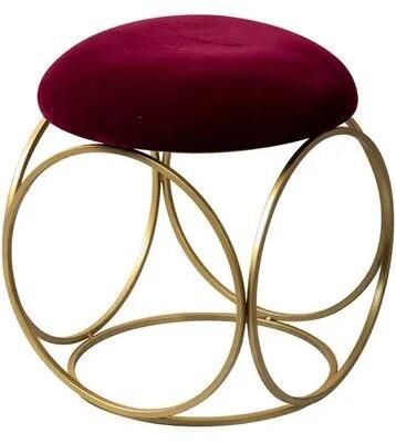 Round Metal Ottoman Sitting Stool, for Home, Seat Material : Velvet