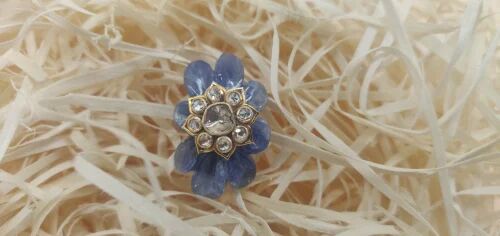 Flower Diamond Polki Blue Sapphire Gemstone