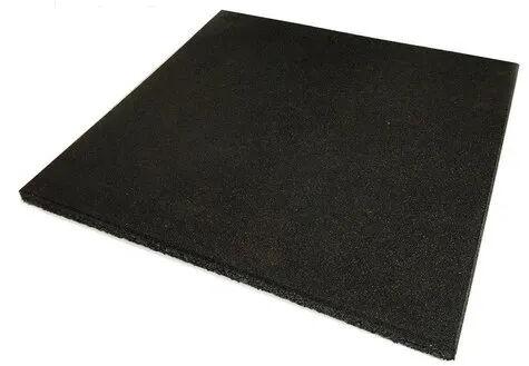 Square Rubber gym floor mat, Color : Black