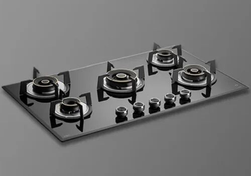 Black Glass Five Burner Gas Stove