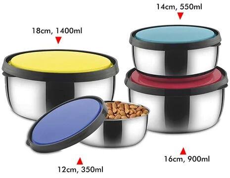 18 CM SS Lid Storage Bowl Set