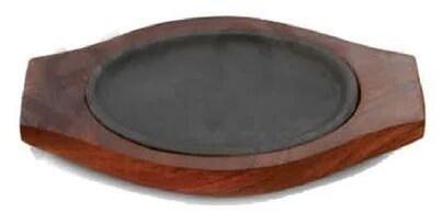 Sizzler Plate Set With Wooden Base, for Kitchen Use