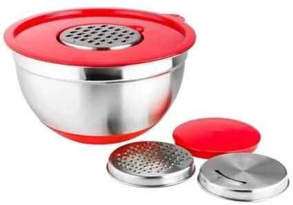 Steel German Grater Bowl With Lid And Graters