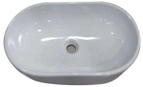 Oval Ceramic Table Top Wash Basin, Color : White