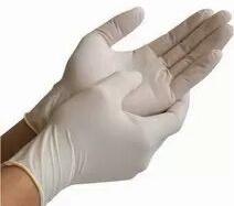 Creme Latex Examination Gloves, for Hospitals, Pattern : Plain