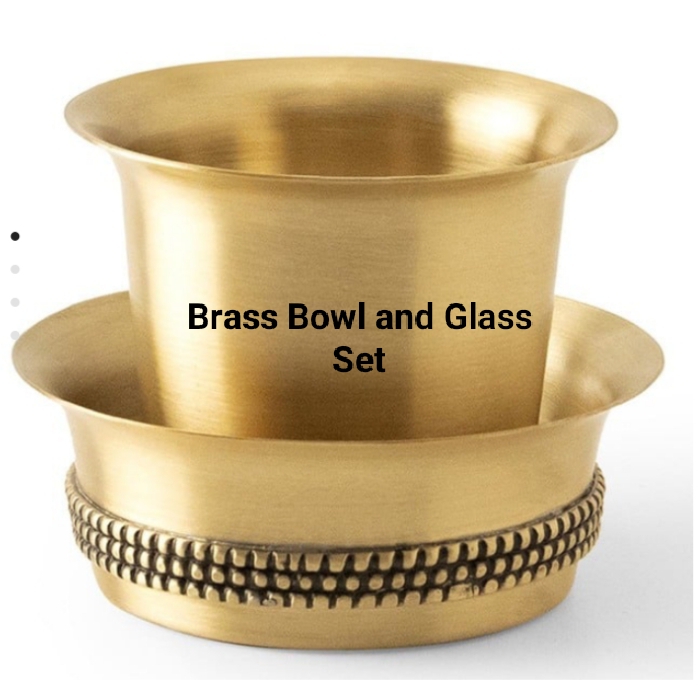 Brass Bowl & Glass Set