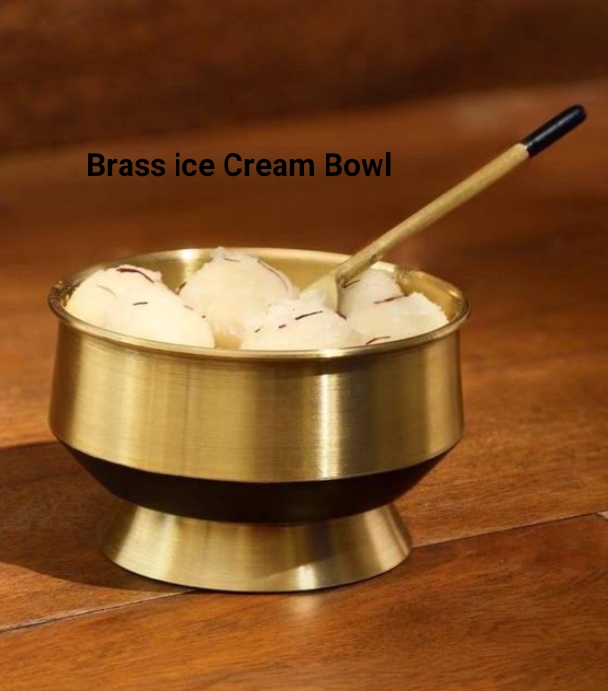 Golden Round Polished Plain Brass Ice Cream Bowl, for Hotel, Restaurant, Home, Size : Standard
