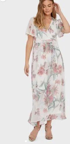 Printed Ladies Rayon Long Dress, Occasion : Party Wear
