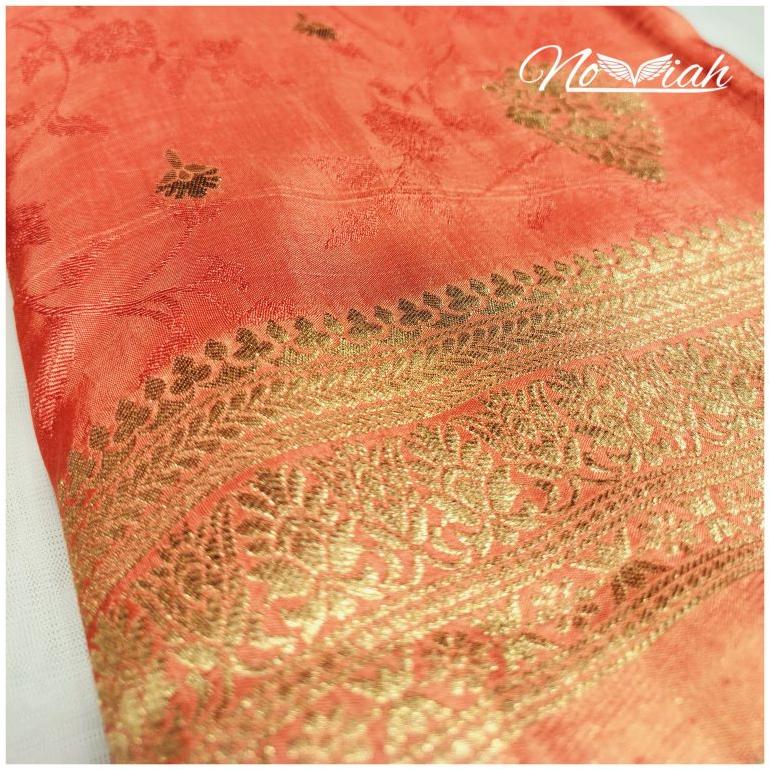 Orange Viscose Russian Silk Saree