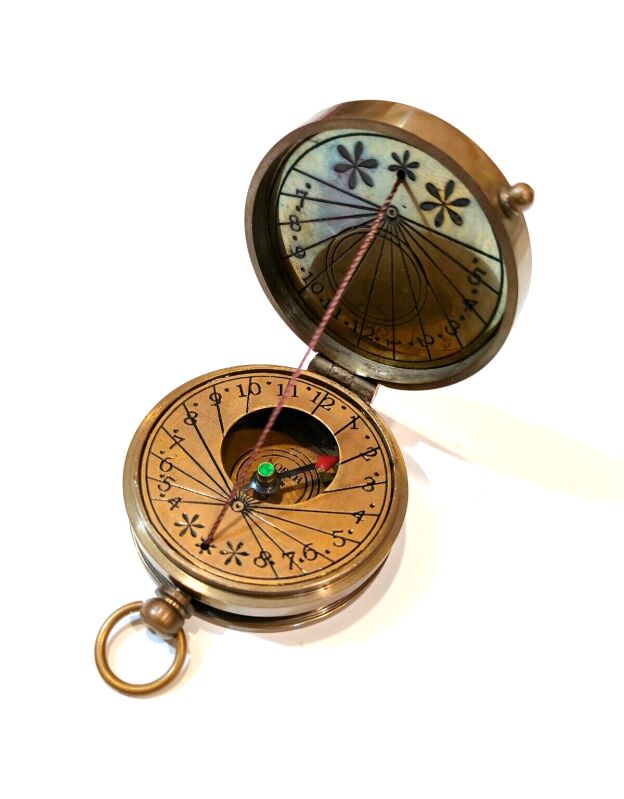 Personalized Brass Floral Laser Cutting Pocket Compass - Nautical