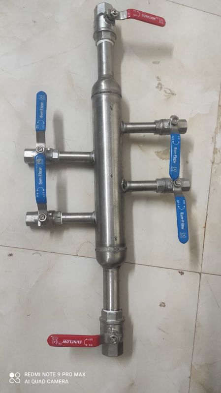 Silver Polished Mild Steel boiler header, for Industrial Use