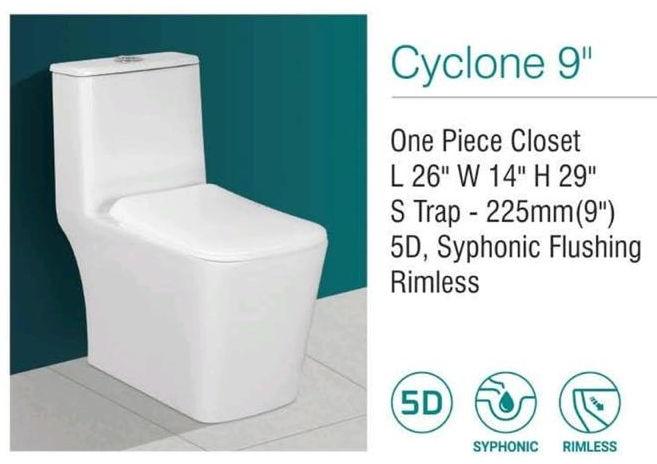 Square 9 Inch Cyclone One Piece Closet, for Toilet Use