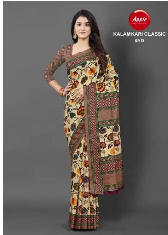 Printed Linen Saree, Saree Length : 6.3 m (with blouse piece)