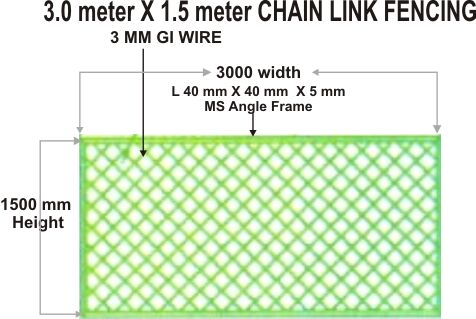 Coated Steel 10-20kg MS GALVANIZED Chain Link Fencing BARRICADES, for Indusrties, Roads, Stadiums, PARKS