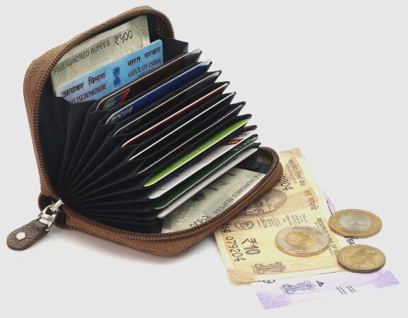 Black 10 Card Slots Leather Wallet, for Cash, Gifting