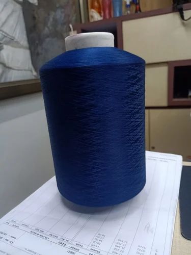 Blue Plain Shining Polyester Sewing Thread, for Textile Industry, Packaging Type : Roll