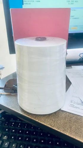 Plain White Polyester Sewing Thread, for Garment Stitching, Textile Industry, Packaging Type : Roll