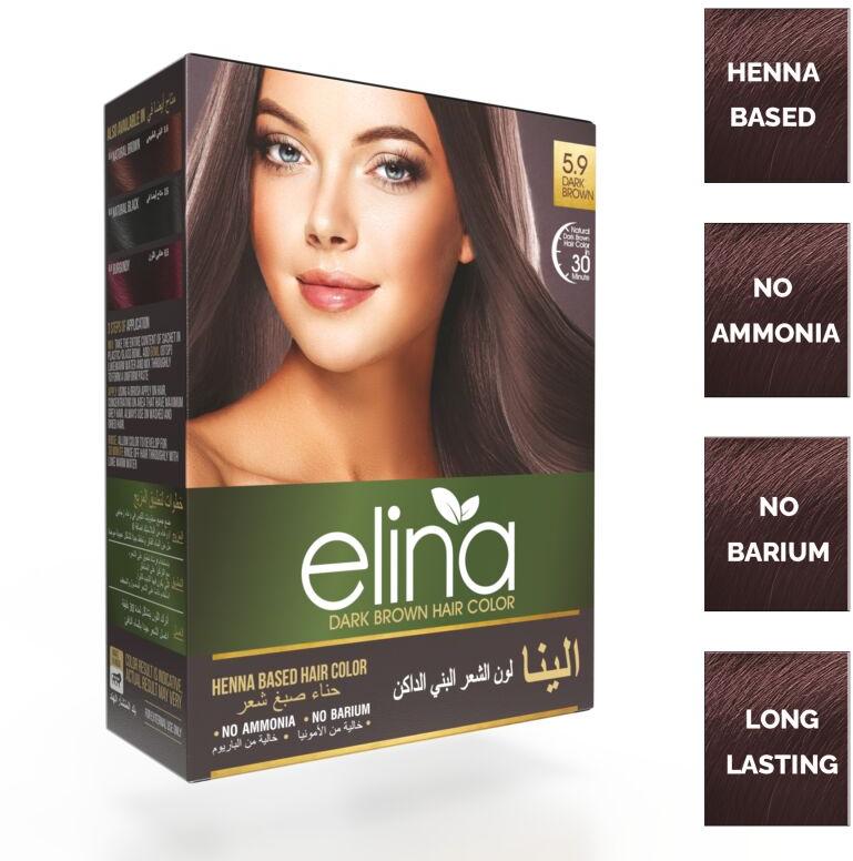 Elina Unisex Henna Hair Color-Dark Brown, Shelf Life : 36 Months