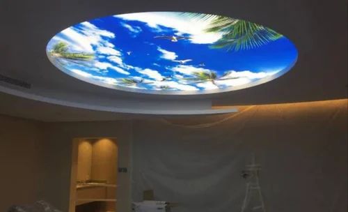 Printed Polished PVC Classic Stretch Ceiling, for Home, Hotel, Club, Restaurant Office, Color : Multicoloured
