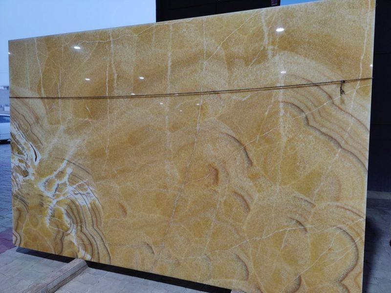 Brown Rectangular Polished Onyx Marble Slab, for Flooring, Size : All Sizes