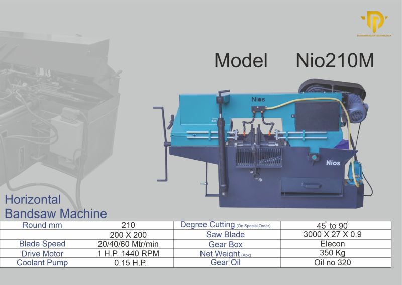 NIOS Iron Electric Manual Degree Cutting Bandsaw for Industrial, Construction