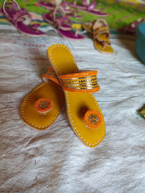 Yellow Leather Chappal, For Daily Wear, Gender : Female