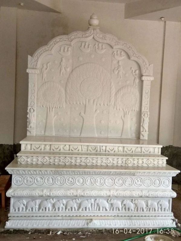 White Jain Marble Vedi, for Temple, Size : All Sizes