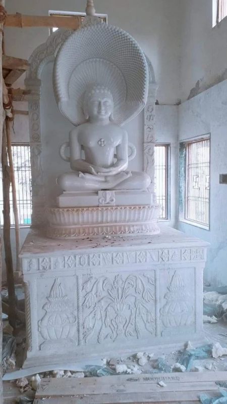 White Polished Marble Jain Statue, for Temple, Speciality : Shiny