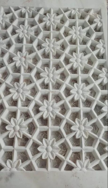 Traditional White Marble Jali, Shape : Rectangular