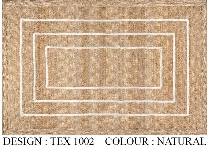 Brown Rectangular Tex 1002 Natural Jute Rug, For Home, Style : Contemporary