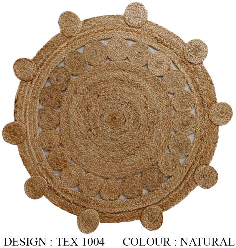 Brown TEX 1004 Natural Round Jute Rug, for Home, Style : Contemporary