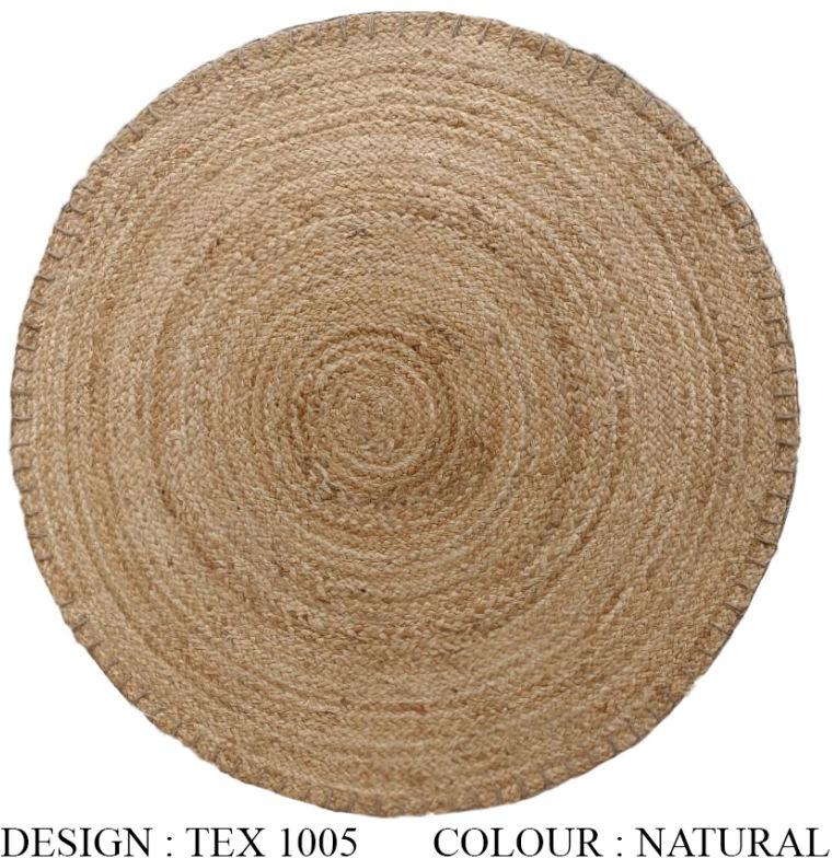 Brown TEX 1005 Natural Round Jute Rug, for Home, Style : Contemporary