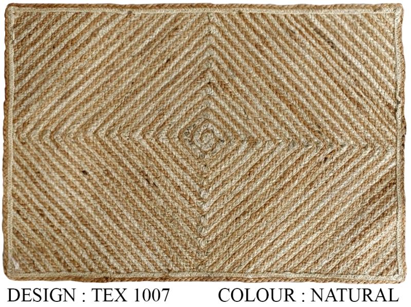 Brown Rectangular TEX 1007 Natural Jute Rug, for Hotel, Home, Style : Contemporary