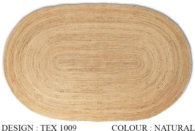 Brown TEX 1009 Natural Oval Jute Rug, for Restaurant, Home, Style : Contemporary