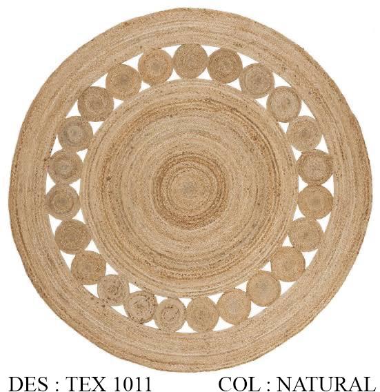 Brown TEX 1011 Natural Round Jute Rug, for Restaurant, Hotel, Home, Style : Contemporary